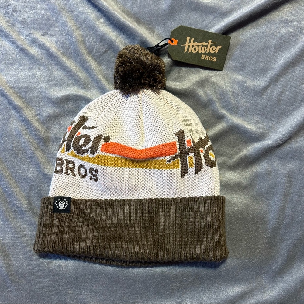 Howler Brothers Knit Beanie - White and Brown